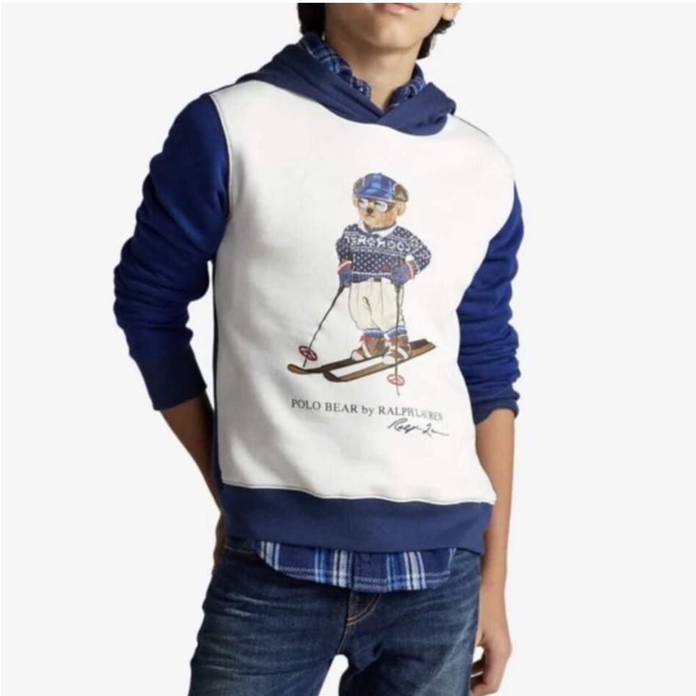 Polo Ralph Lauren Little Boy Kids Polo Bear Hoodie Sweatshirt Size Large 14-16